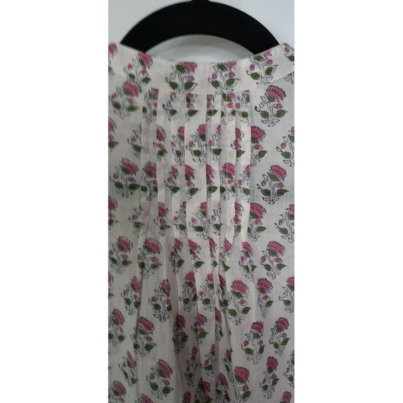 Emerson Fry Mandarin Collar Top Rosey Flowers Organic Cotton Made in India O/S - Picture 14 of 16
